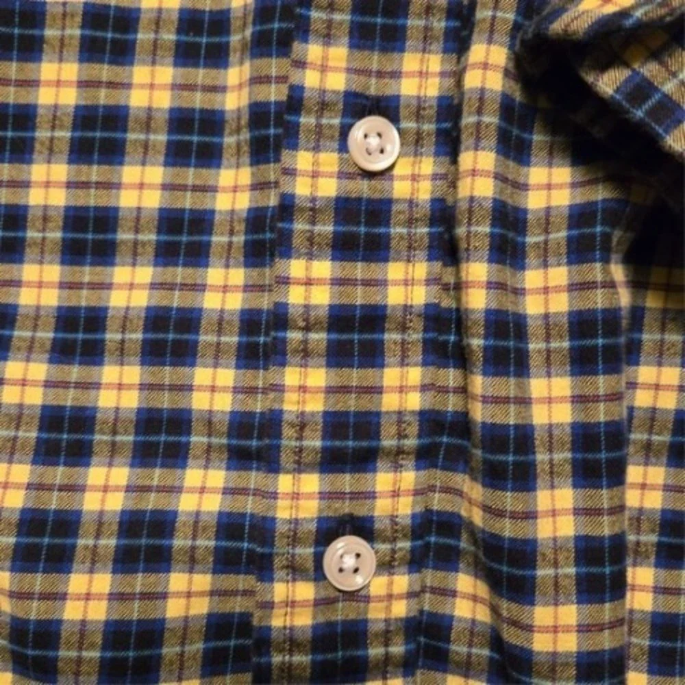 Polo Ralph Lauren Size 2X Flannel Navy Yellow Plaid Button Down Workwear Classic